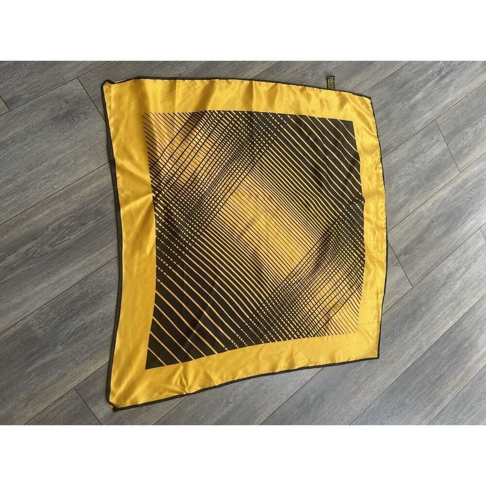 Vintage Scarf Wrap Square Geometric 31” Yellow Retro Career Multi-functional